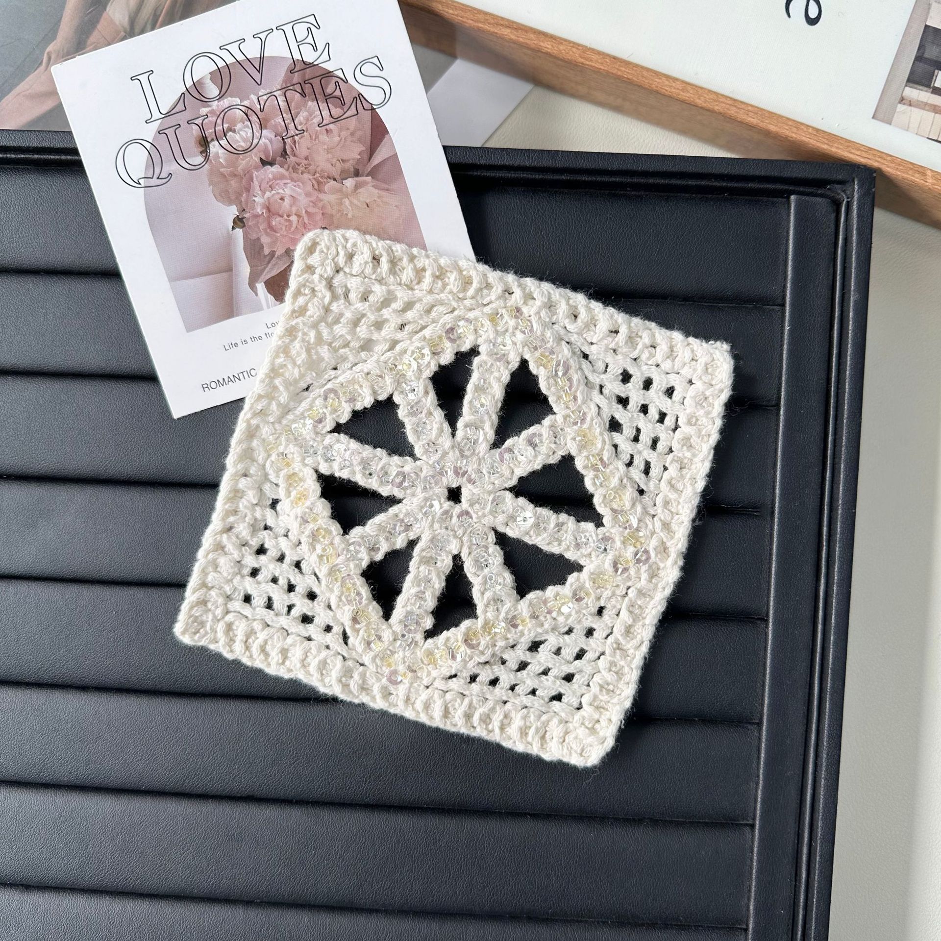 Crochet de alta calidad de encaje de sequilla flor de decoración parches de ropa vestidos bolsos accesorios de bolsillo mayorista