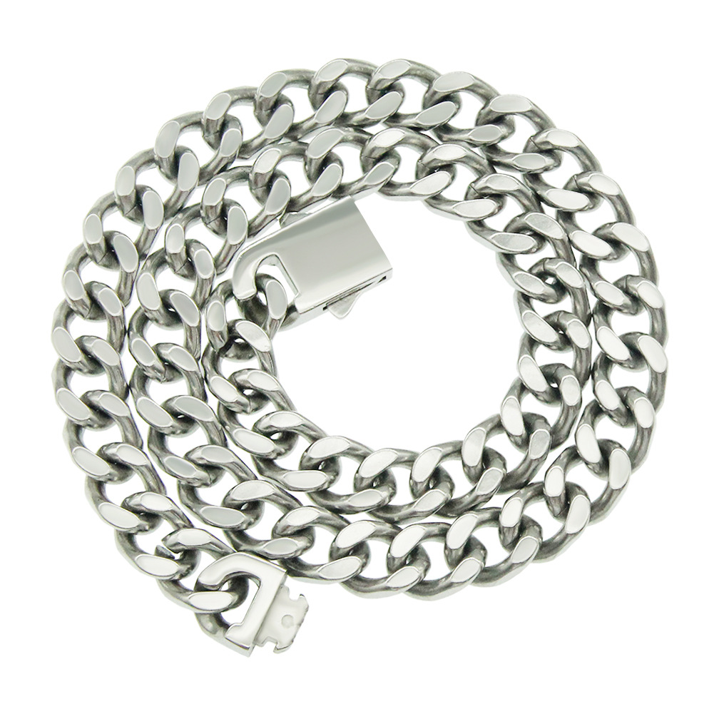 Hip-hop Punk Glossy Stainless Steel Spring Clasp Cuban Chain Trendy Necklace display picture 1