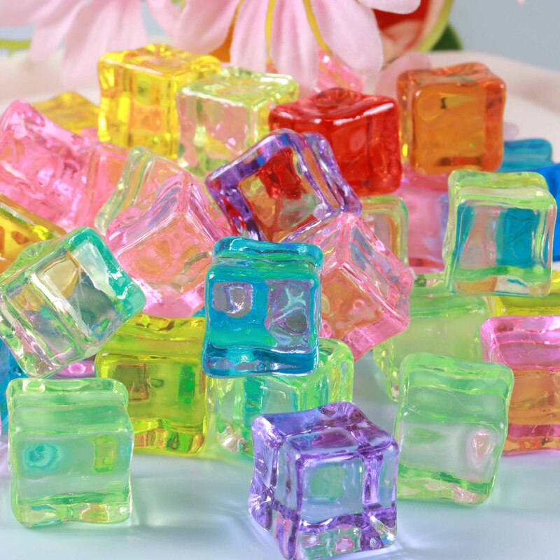 Internet Celebrity New Model of Simulated Transparent Colored Ice Cubes, Crushed Ice DIY Phone Case Keychain Micro Landscape Decoration Materials