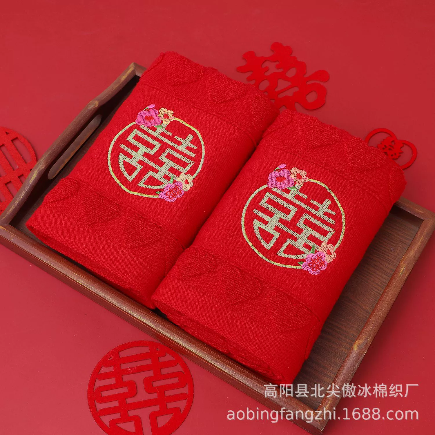 Burgundy cotton towel, gift box, increased thickness