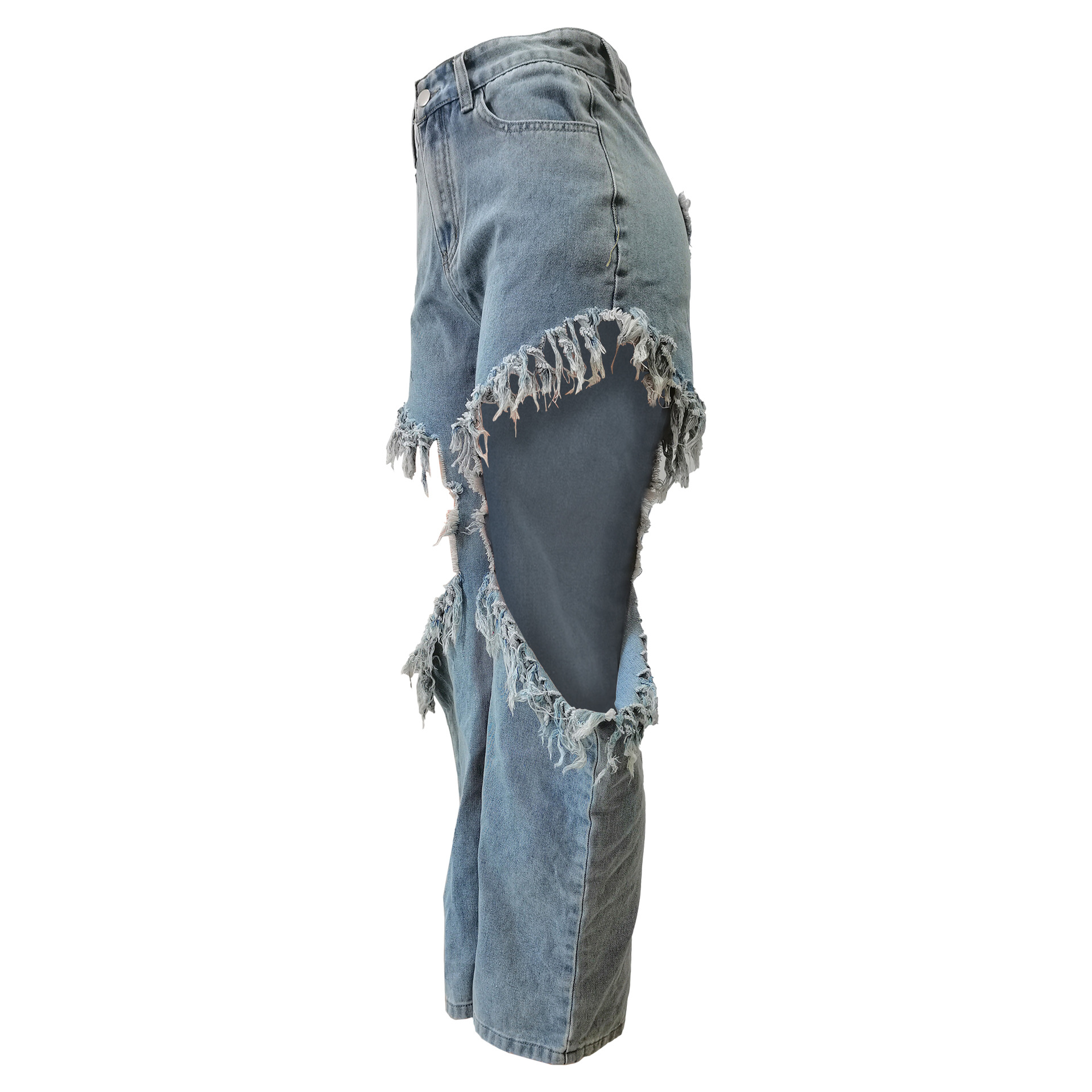 Femmes Rue Vêtement De Rue Couleur Unie Toute La Longueur Lavé Déchiré Jeans display picture 5