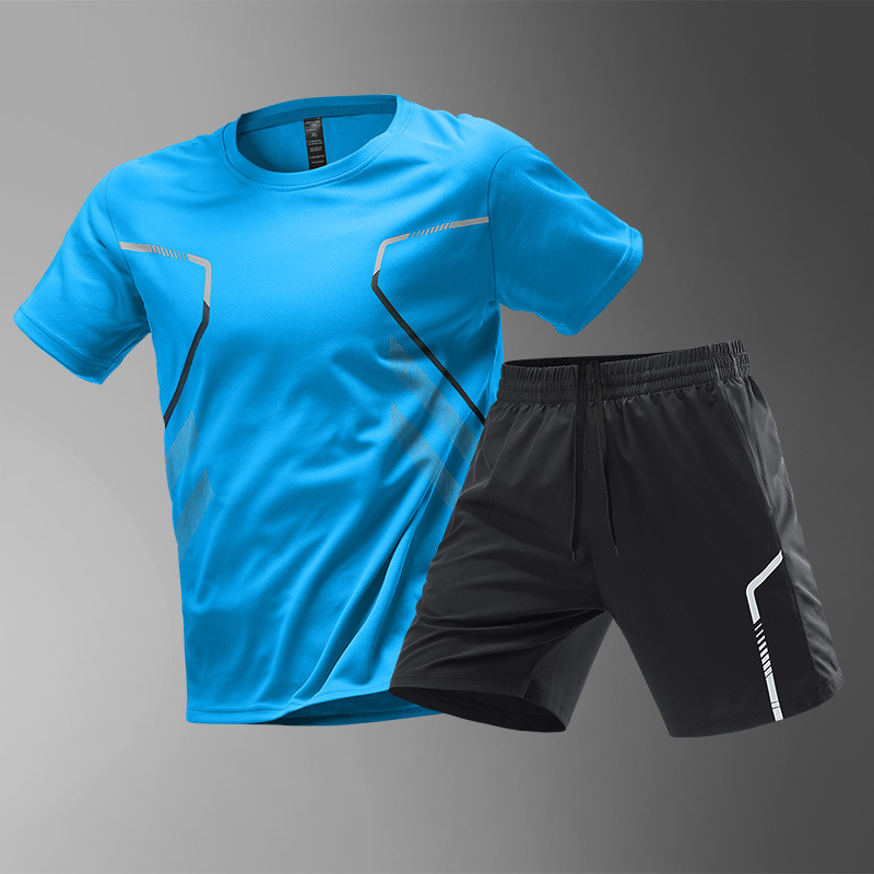 Traje de ropa deportiva de seda de hielo para hombres corriendo ropa de secado rápido camiseta pantalones cortos de manga corta ropa de entrenamiento de fútbol de fitness de verano
