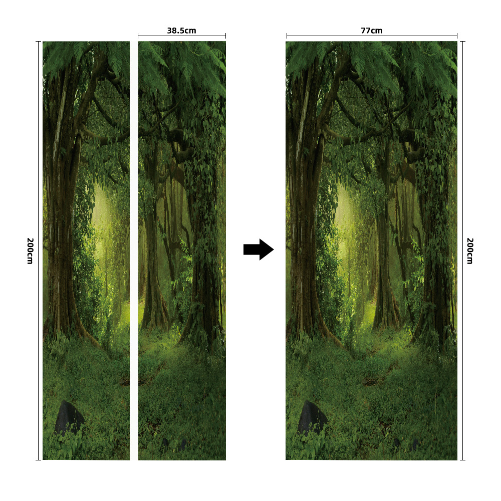Pegatinas para puertas 3D respetuosas con el medio ambiente, autoadhesivos, fabricantes de origen al por mayor, patrones populares transfronterizos de alta definición, adhesivos para puertas impermeables, a prueba de aceite y antiincrustantes