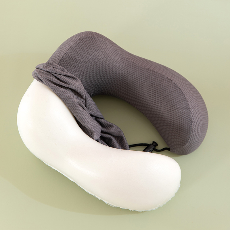 Almohada en forma de U de algodón con memoria de color sólido Almohada redonda para el cuello de viaje Almohada en forma de U de algodón con memoria cabeza con logotipo impreso al por mayor image 5