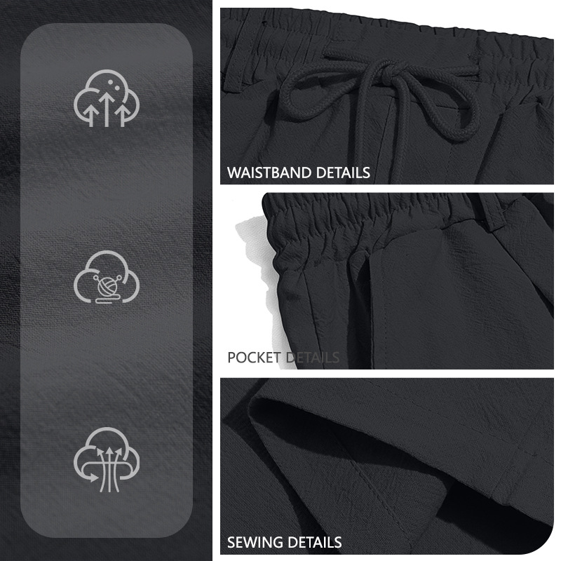 Transfronterizo Amazonwish comercio exterior hombre nuevo suelto lino pull-out pantalones deportivos casuales de color puro