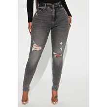 U 18535 Vintage Ripped Stretch Jeans �����ƶ�ţ�п� �羳