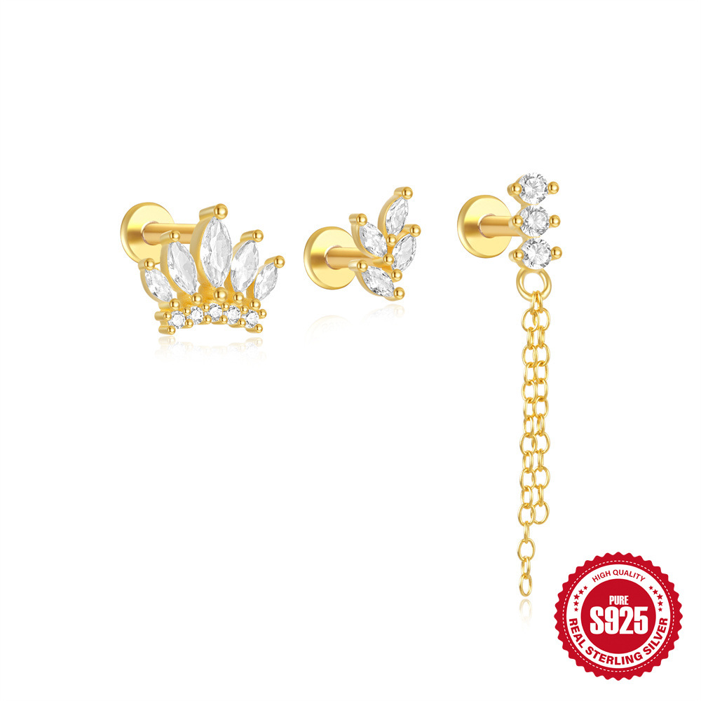 1g Weight 925 Sterling Silver Ear Needle Material 18K Gold Plated Plating Material Drop Earrings, Ear Studs Classification 1 Piece Quantity Holiday, Daily Occasion 925 Sterling Silver Material Geometric Pattern All Seasons Season Women's Gender Classic Style, Commute Style 1 Piece 18K Gold Plated 925 Sterling Silver 925 Sterling Silver Earrings Geometric Drop Earrings Ear Studs 14