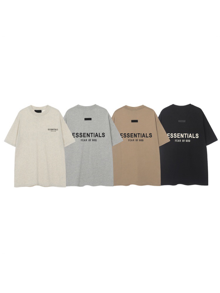 FOG ESSENTIALS multilíneas estereoscópicas letras de silicona camiseta de manga corta callejera casual pantalones cortos deportivos