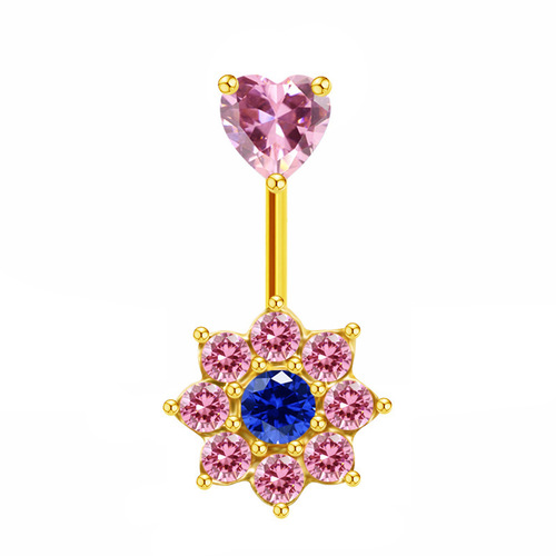 Gabby European and American cross-border butterfly navel ring maple leaf devil flower heart-shaped navel ring navel ornament navel nail piercing jewelry