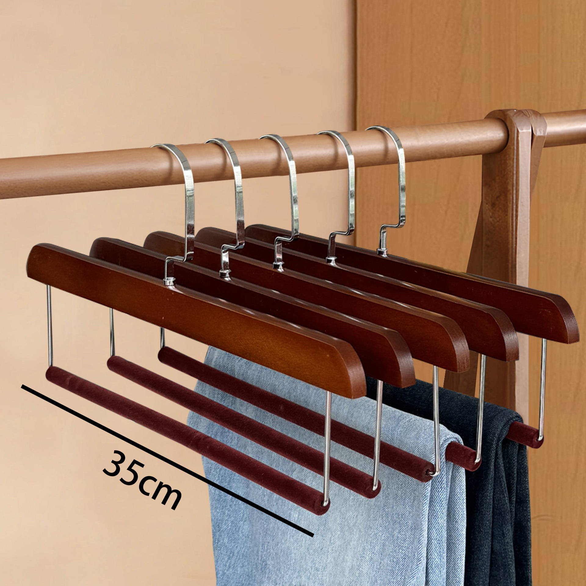 Pantalones de madera sólida percha de pantalones de madera percha de pantalones de madera percha de pantalones de ropa antideslizante sin marcas fuerte tienda de ropa