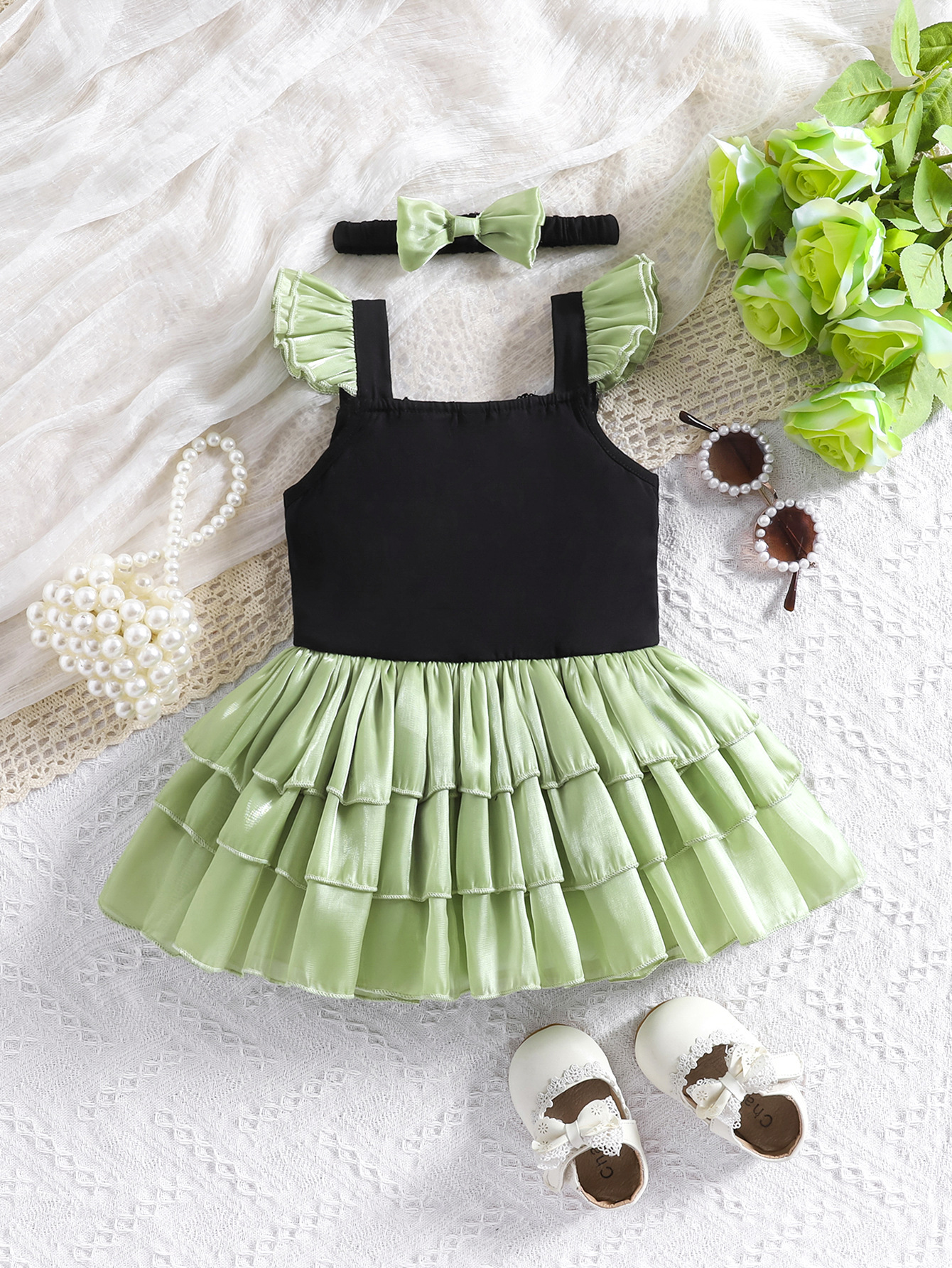 Comercio exterior congelado niña princesa Anna falda de hija hija hija hija lindo falda de arnés bebé pastel de manga volante falda de escalada