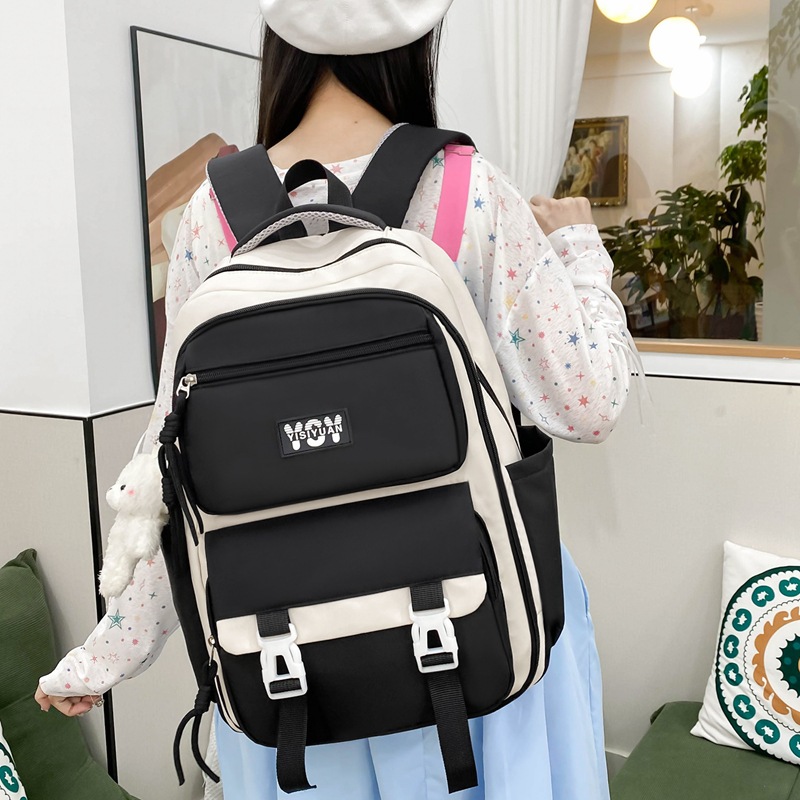 Bolsa de escuela de estudiantes coreanos de escuela secundaria, alta capacidad, color de marea, mochila de mujer, mochila multifuncional.