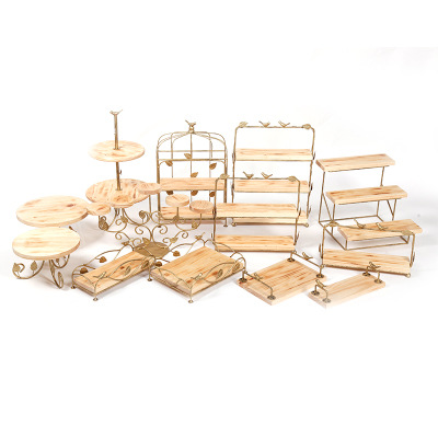 Soporte de la torta de madera soporte de postre soporte de exhibición decoración de la boda Europea accesorios multi-capa bandeja merienda soporte traje image 29