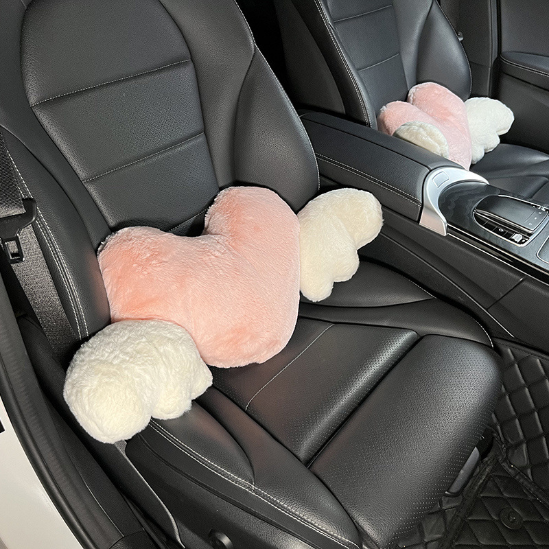 자동차 머리 받침 요추 지원 운전 허리 보호 그물 인기있는 사랑 날개 자동차 목 보호 쿠션 자동차 시트 등받이 허리 쿠션