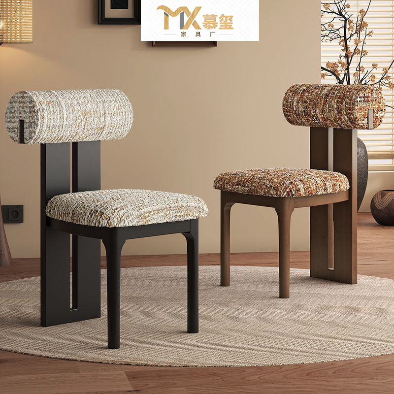 French Nordic Solid Wood Dining Chair Home Restaurant Retro Backrest Chair Designer Antique Simple Hippo Light Luxury