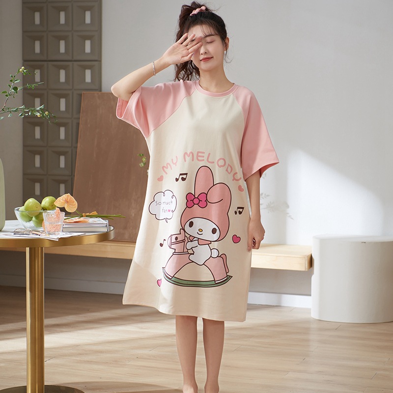 2024 pijama de verano delgado estudiante hermana gorda puede usar un tamaño grande dulce dibujos animados ropa para el hogar pijamas