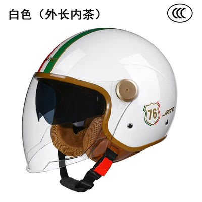 Motosiklet kaskı (dəbilqə) — Motorcycle Half Helmet for Men - porcelain-white-double-mirror-outer-length-and-inner-tea-one-size-fits-all