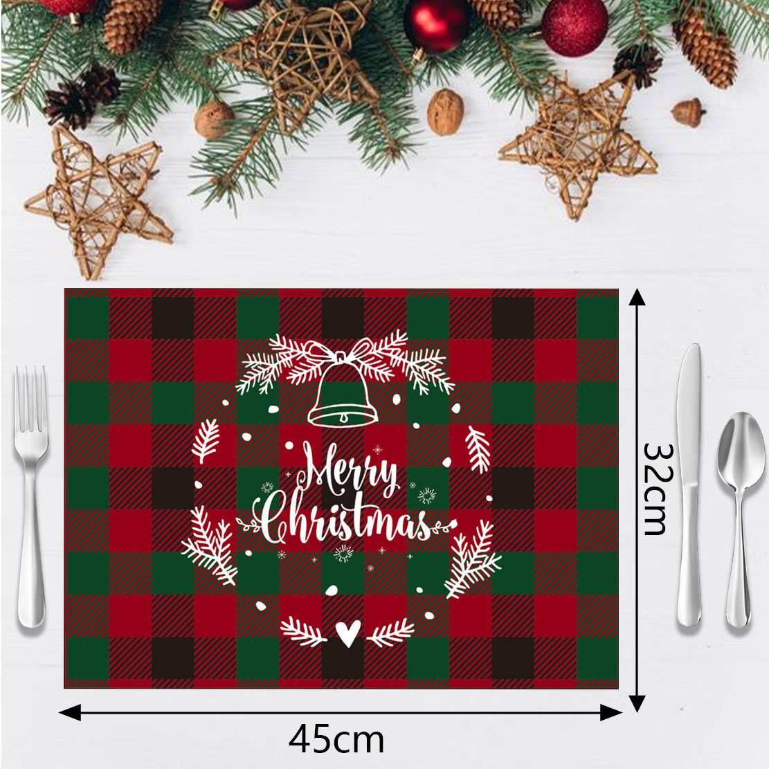 almohadilla de Navidad cuadrado inglés almohadilla de aislamiento térmico árbol de Navidad mesa de comedor festivales decoración del hogar impresión almohadilla de comedor occidental mayorista