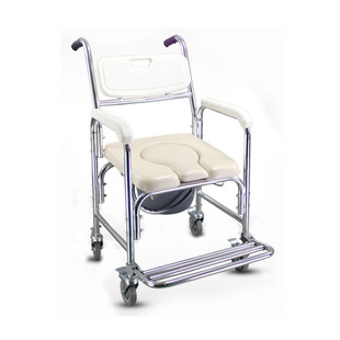 Wheeled Aluminum Alloy Toilet Chair for the Elderly Wheeled Toilet Chair for the Disabled Mobile Toilet Chair