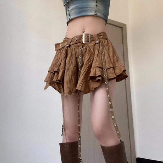 Korean style new retro ballet style irregular design hem ribbon skirt high waist slimming skirt for women Summer