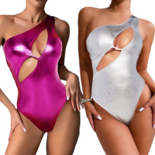 2024秋季新款性感紧身镂空亮片漆皮连体衣跨境亚马逊气质女装现货