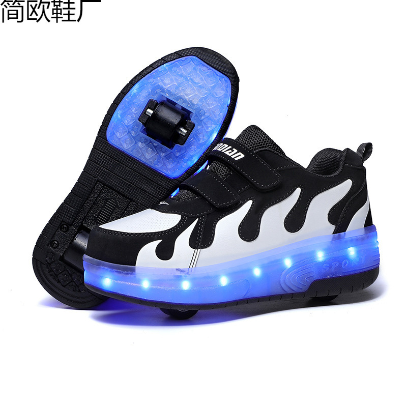 Cross-border generation cross-border supply of single-wheel heelloo shoes LED lights shoes luminous men's and women's roller skates factory direct sales