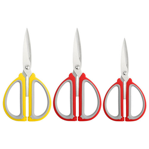 Multifunctional stainless steel household scissors large two-color plastic handle office scissors kitchen strong scissors factory wholesale