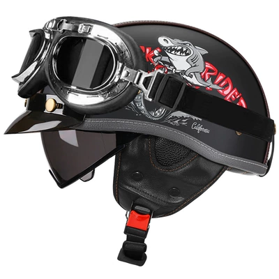 Helmet for Men and Women Summer, Motosiklet kaskı (dəbilqə) - yahei-shark-bully-tea-mirror-silver-frame-mirror-m