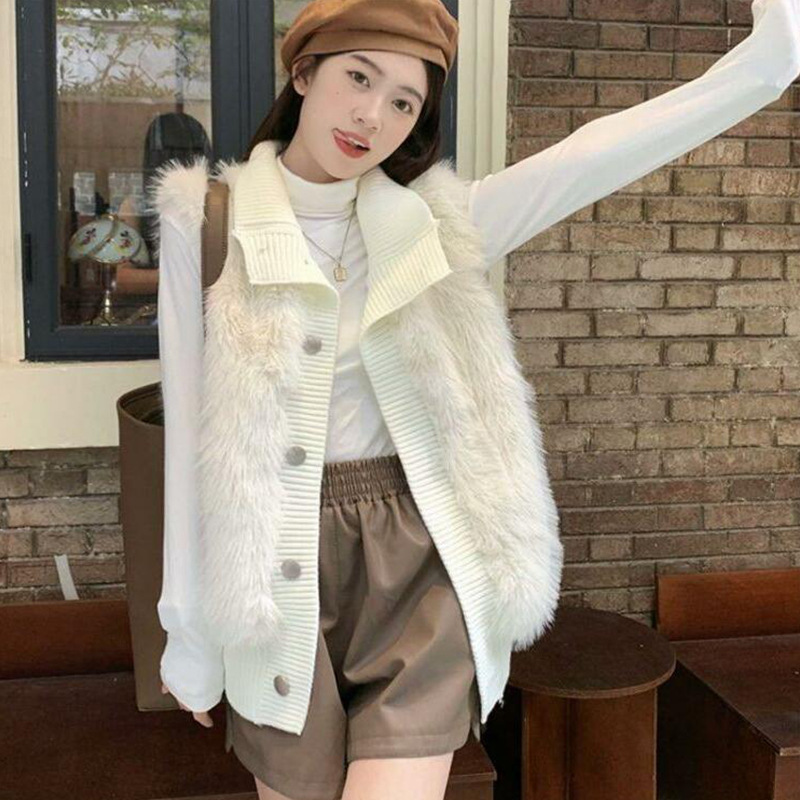 春秋季新款小香风毛衣针织开衫马甲女慵懒风叠穿坎肩时尚马夹外套|undefined