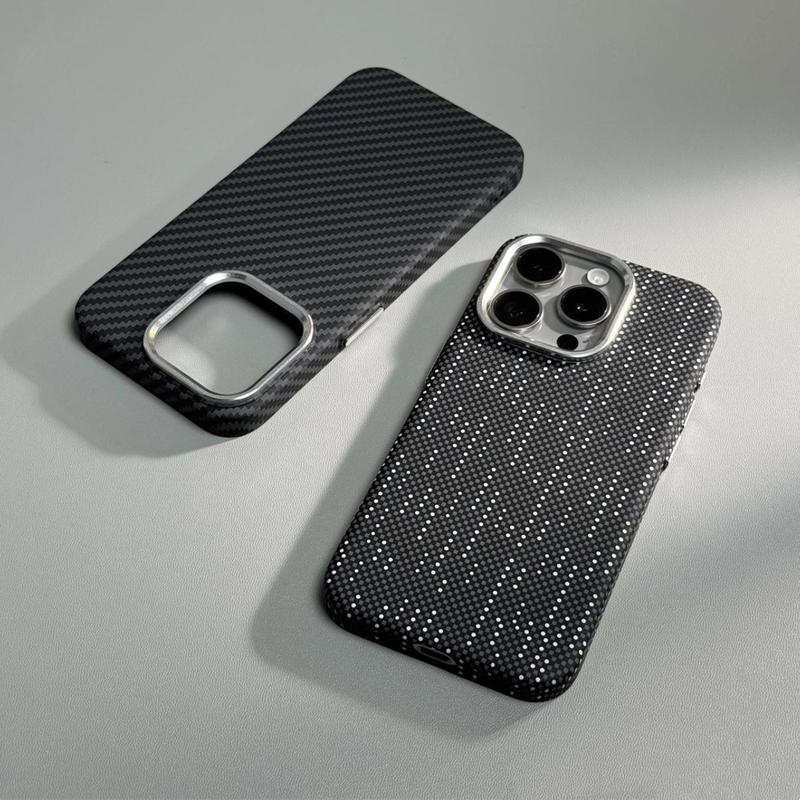 ケブラー炭素はiphone16 promax携帯電話のフロストリンゴ15の転倒防止繊維の紋様の磁気保護カバーを適用します。|undefined