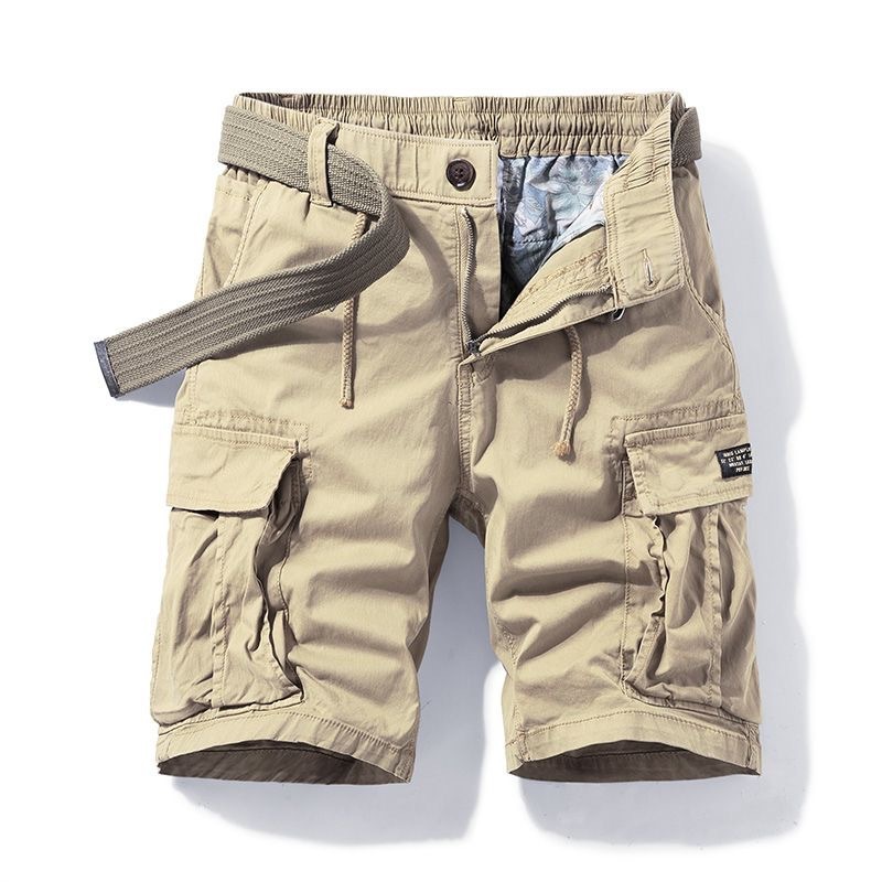 Summer Tooling Shorts Men's Youth Casual Pants Multi-Pocket Buttons Loose Heavy-weight Cotton Five-point Medium Pants