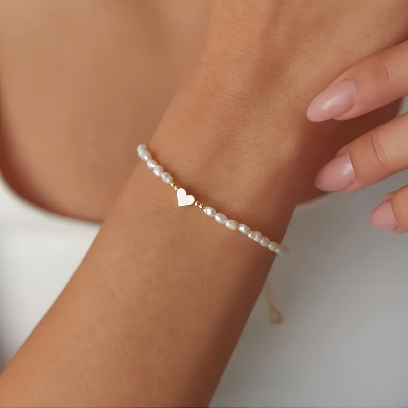 Cross-Border Hot-Selling Heart-Shaped Irregular Imitation Pearl Bracelet, Feminine and Versatile Beaded Jewelry, Valentine's Day Gift Bracelet Cross-Border Hot-Selling Heart-Shaped Irregular Imitation Pearl Bracelet, Feminine and Versatile Beaded Jewelry, Valentine's Day Gift Bracelet