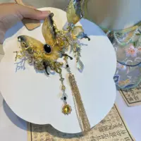 Изысканный древний стиль волос головные уборы темперамент, бабочка Hanfu аксессуары для волос, ступенчатые украшения для волос, холодный китайский стиль