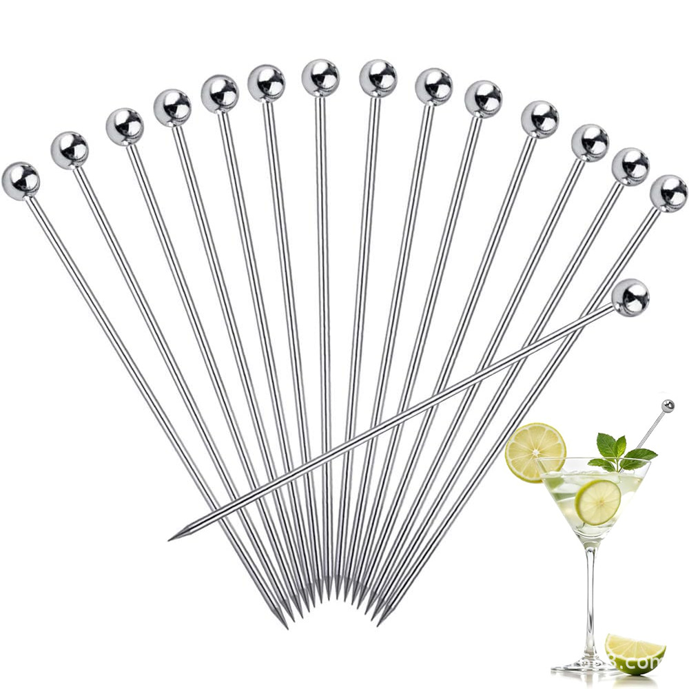 Manufacturer Wholesale 304 Cocktail Skewers, High-End Fruit Skewers, Dessert Skewers, Cross-Border
