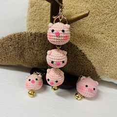 创意卡通手工成品包包挂件萌系毛线编织小可爱铃铛挂串小猪钥匙扣