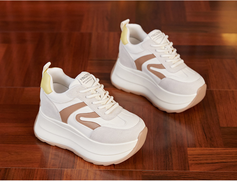 Giày sneaker nữ đế dày tăng chiều cao dáng nhỏ khoe chân — Màu be chi tiết 6