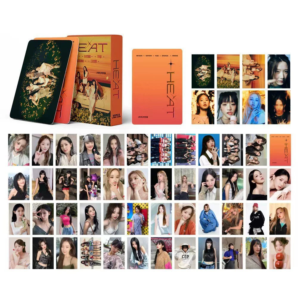 Набор фотокарточек Stray Kids, (G)I-DLE, IVE и другие — 55 лазерных карточек 59×89 мм коллекционные