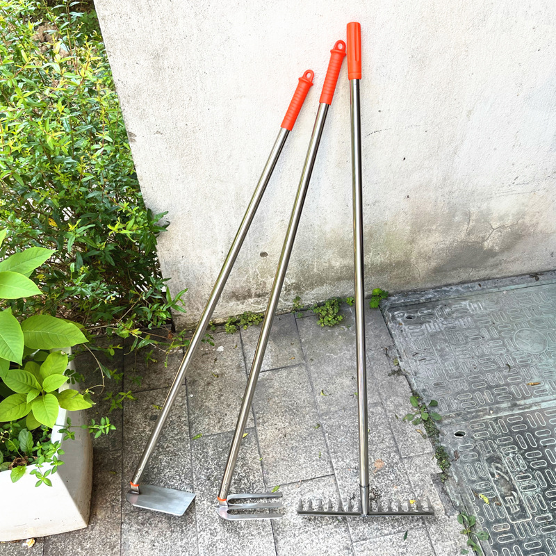 菜耙子不锈钢扒子长柄扒农具艺全钢撅头不锈钢摊钉耙子九齿钉锄