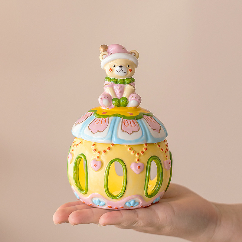 セラミックサーカスベア外国貿易工芸品ホームアロマテラピー装飾品クラフト装飾品濃い色手描きのクマ|undefined