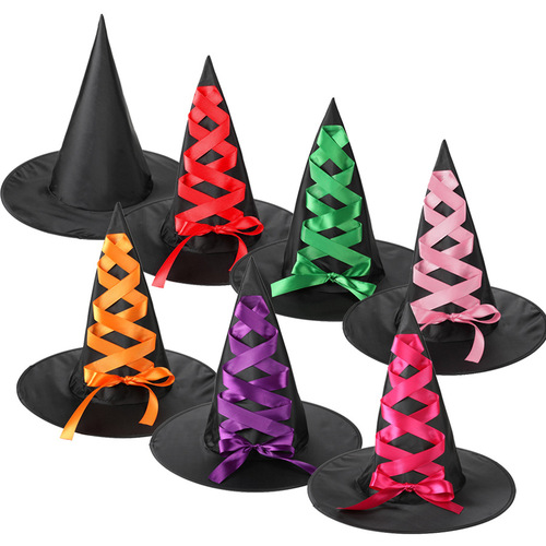 Halloween Witch Hat Black Oxford Cloth Witch Hat Party Party Holiday Pointed Wizard Hat Wholesale