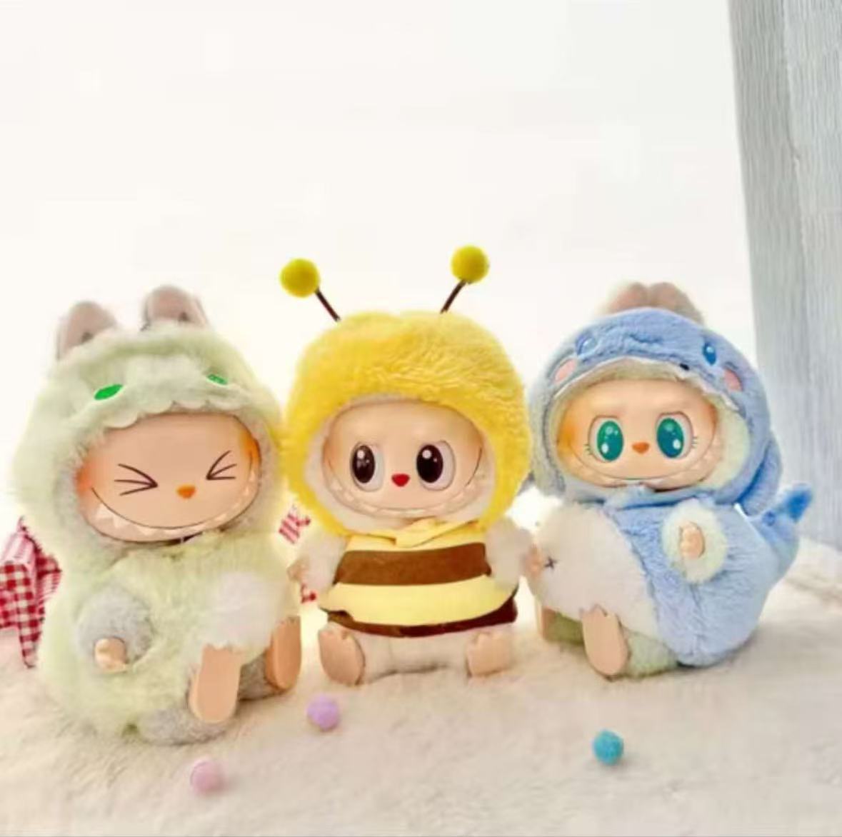 Labubu Doll Clothes Accessories Bee Dinosaur Shark Dress-Up Clothes Accessories