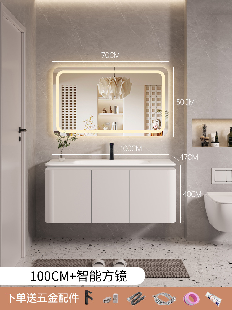 100cm lavabo de cerámica gabinete + inteligente espejo cuadrado luz FUNCIÓN DE desempañamiento