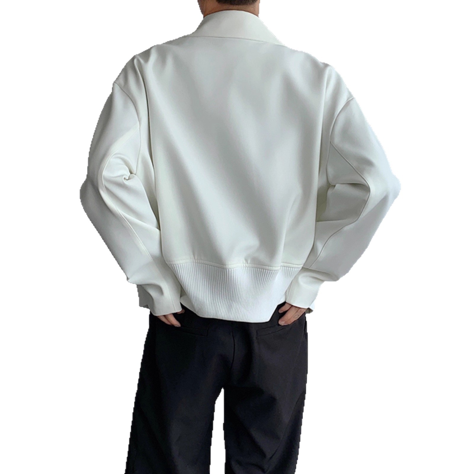 Shoulder Padded Executive Jacket Short Cardigan Zipper Baseball Jersey_voghion.com