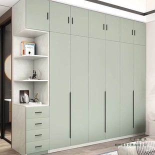 Solid Wood Particle Board Modern Simple European Pine Board Wardrobe Home Flat Door Bedroom Rental Home Large Wardrobe