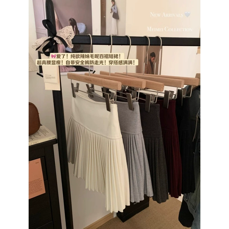 Волосатая плиссированная юбка женская 2024 осень и зима высокая талия повседневная дикая мода минус возраст