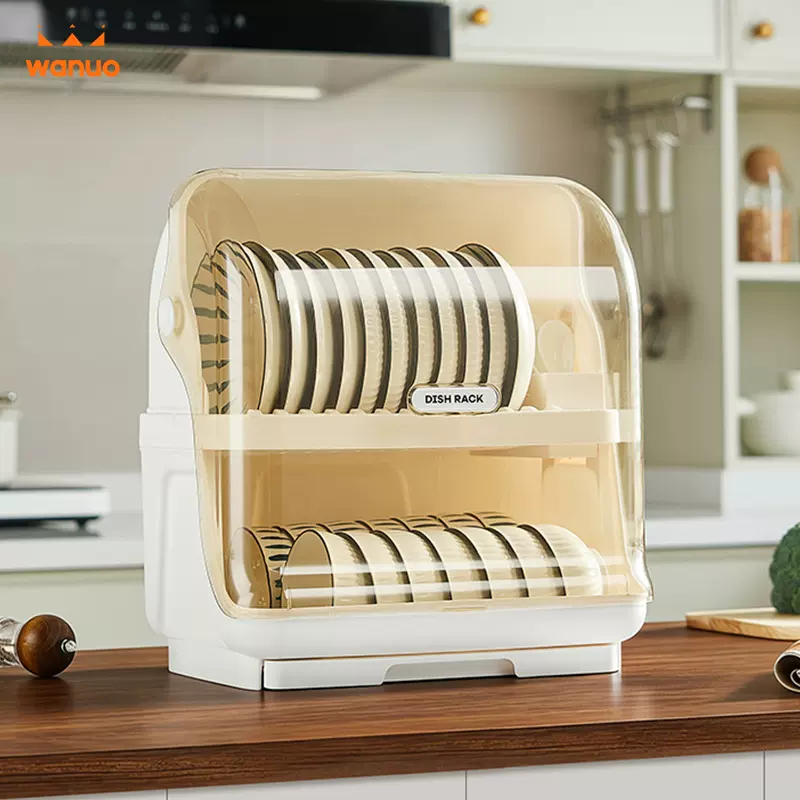 厨房碗架碗筷收纳盒带盖放餐具装碗箱碟盘沥水置物架塑料碗柜家用