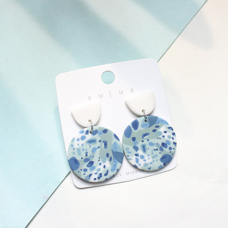 1 Pair Fashion Round Plaid Polka Dots Soft Clay Patchwork Women's Drop Earrings display picture 6