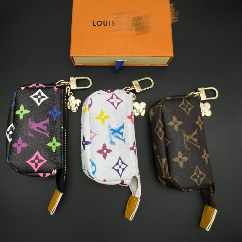 V House X Takashi Murakami White Tri-Color Collaboration Small Bag Pendant. Three Colors Available: Black and White Tri-Color, White Tri-Color, Etc