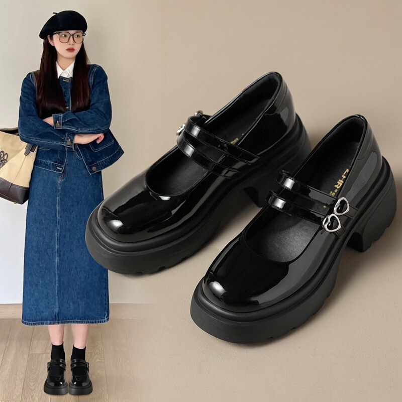 ZHRjk loafers women's 2024 spring new soft leather flat casual love double strap shallow mouth Mary Jane shoes