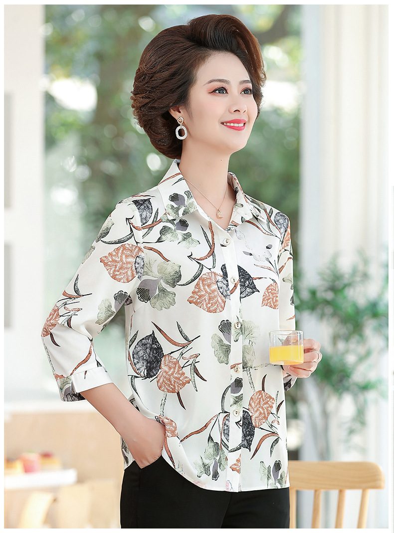 七分袖印花女士衬衫